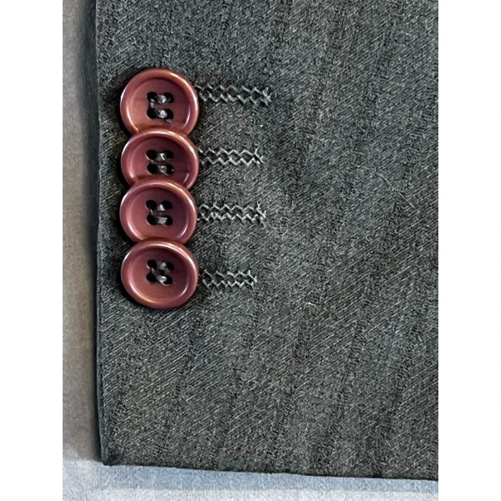 Marco Ferno Italy Mens Gray Herringbone Super 140s Wool Touch Blazer Coat 40R
